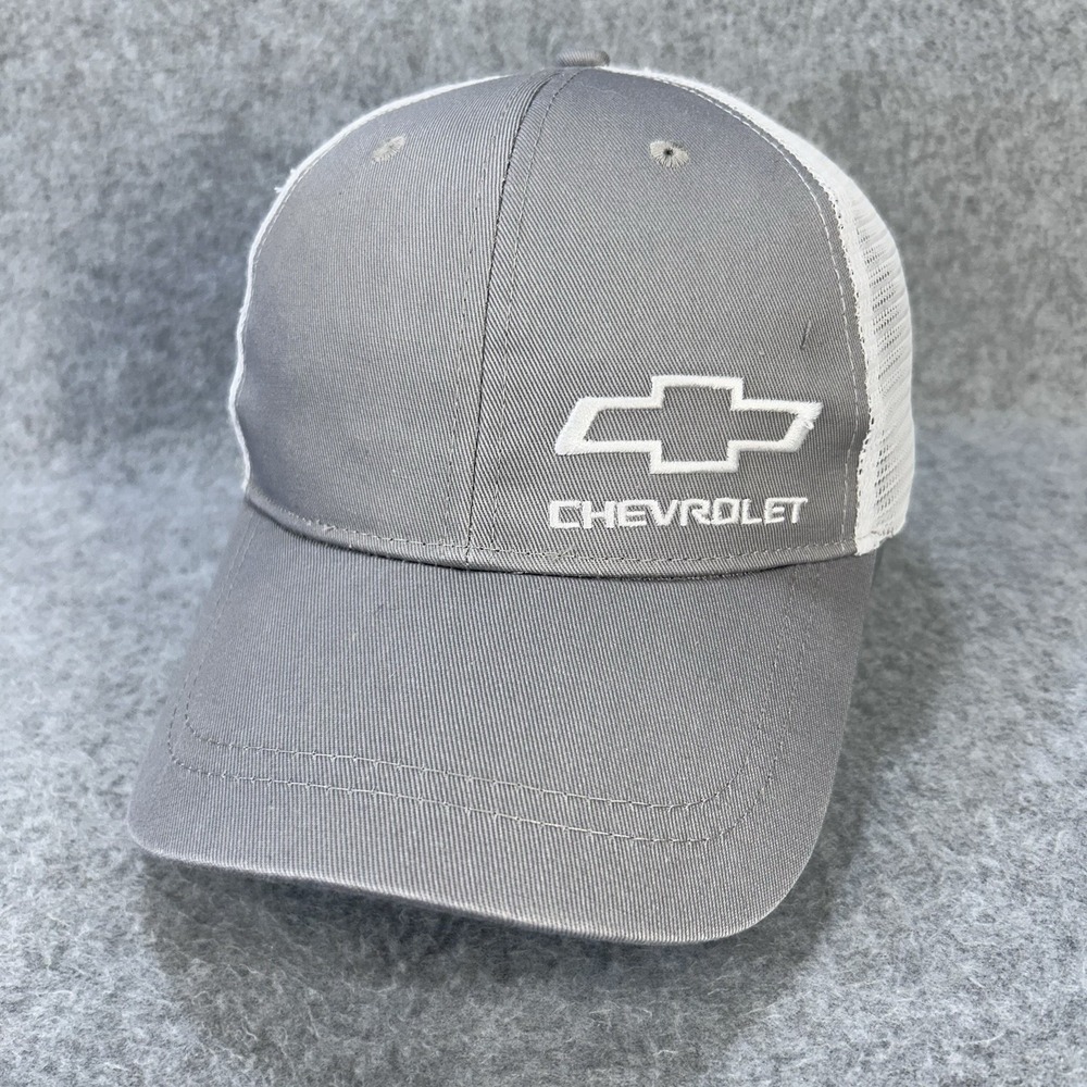Chevrolet Trucker Hat Snapback Gray White Mesh Back Cap